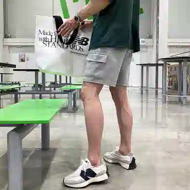 我是大卫 时尚直筒宽松百搭纯色系带五分休闲短裤 男款 灰色