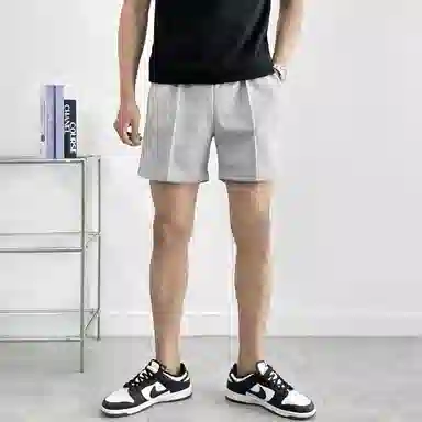 我是大卫 日系宽松韩版百搭简约直筒五分休闲短裤 男女同款 灰色