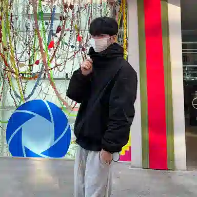 我是大卫 韩版气质夹克连帽开衫纯色潮牌高级时尚宽松休闲长袖卫衣 男女同款 黑色