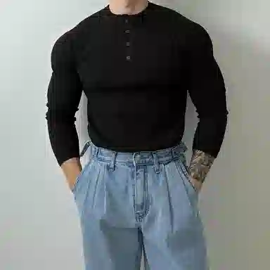 我是大卫 小众高级感韩系纯色设计感宽松套头炸街针织衫 男女同款