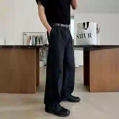 我是大卫 美式复古纯色直筒宽松休闲牛仔裤 男女同款 黑色