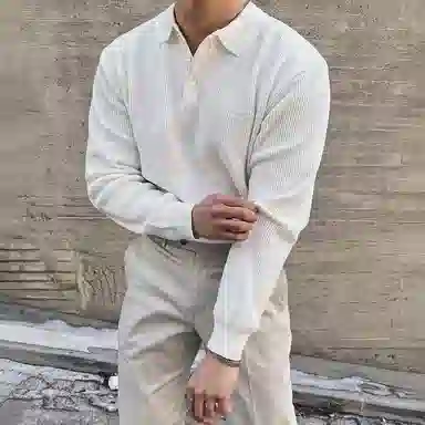 我是大卫 韩版时尚小众设计感纯色简约百搭宽松长袖针织衫 男女同款