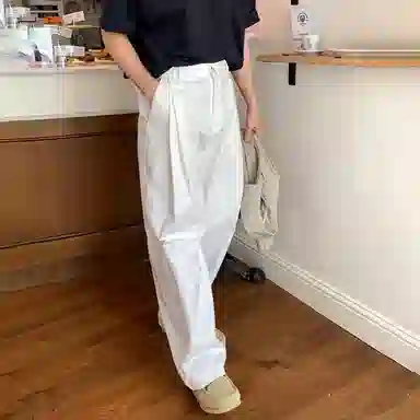 我是大卫 日系高级轻熟风直筒阔腿时尚宽松小众休闲裤 男女同款