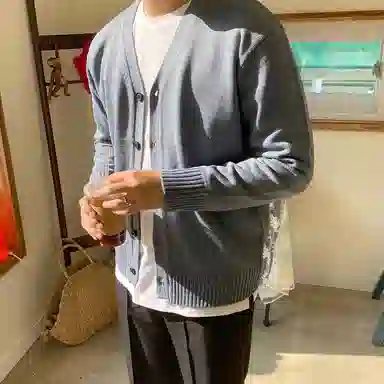 我是大卫 日系百搭纯色开衫港风潮牌学院风宽松外套针织衫 男女同款