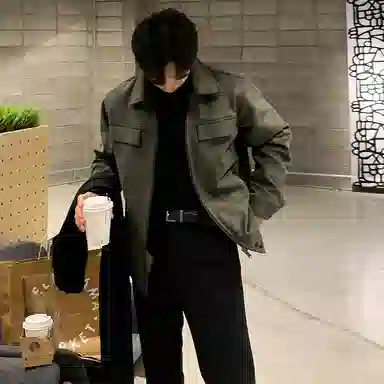 我是大卫 毛呢复古港风保暖加厚休闲夹克 男女同款