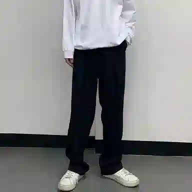 我是大卫 纯色简约直筒松紧休闲裤 男女同款