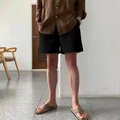 我是大卫 潮牌日系韩版百搭居家直筒五分休闲短裤 男款