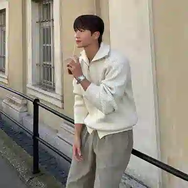 我是大卫 拉链立领美式休闲运动针织衫 男女同款