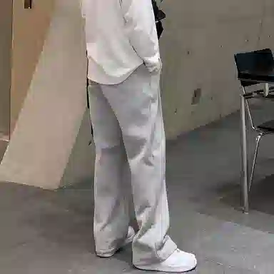 我是大卫 纯色直筒阔腿宽松休闲裤 男女同款