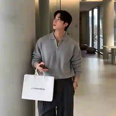 我是大卫 韩系高级感半拉链休闲百搭翻领长袖针织衫 男女同款