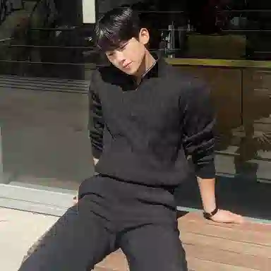 我是大卫 提花慵懒风菱格条纹半开襟立领半拉链针织衫 男女同款