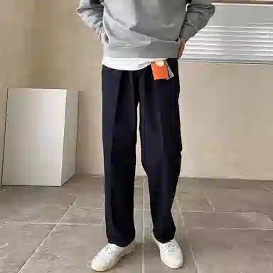 我是大卫 直筒宽松中腰牛仔裤 男女同款 蓝黑色