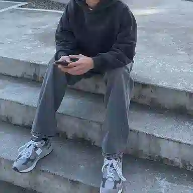 我是大卫 基础简约纯色重磅休闲落肩连帽休闲卫衣 男女同款