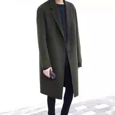 我是大卫 毛呢中长款加厚保暖韩系休闲大衣 男女同款 黑色