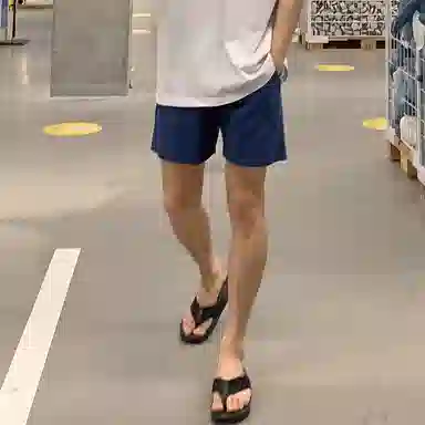 我是大卫 简约纯色宽松轻薄透气五分休闲短裤 男款 宝蓝色