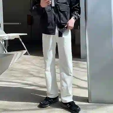 我是大卫 纯色直筒垂坠感经典休闲裤 男女同款 白色