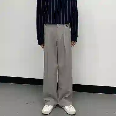 我是大卫 韩版免烫抗皱垂感拖地裤潮流百搭直筒宽松阔腿西裤休闲裤 男款