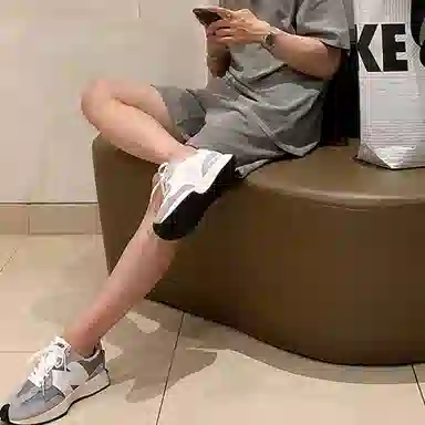 我是大卫 纯色基础百搭抽绳直筒休闲短裤 男女同款 深灰色