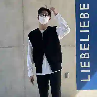 我是大卫 日系宽松开衫时尚个性学院风坎肩拉链针织衫 男女同款