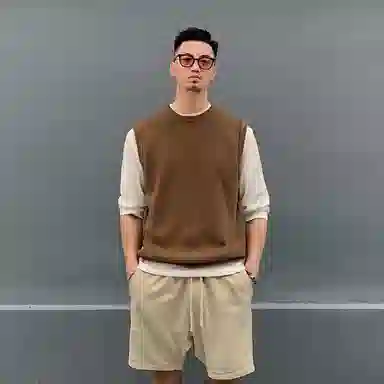 我是大卫 圆领无袖韩版宽松纯色坎肩针织衫 男女同款