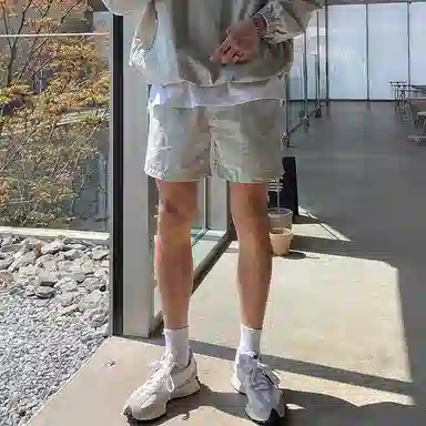 我是大卫 纯色宽松百搭四分休闲短裤 男女同款