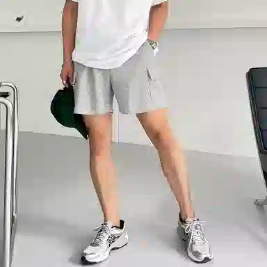 我是大卫 美式潮牌直筒重磅小众宽松阔腿休闲短裤 男女同款 灰色