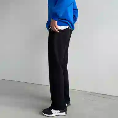 我是大卫 美式复古宽松阔腿直筒休闲裤 男款 黑色