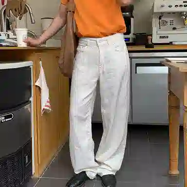 我是大卫 亚麻透气纯色百搭阔腿裤韩版薄款潮流慵懒风高级感休闲裤 男女同款