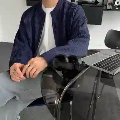 我是大卫 纯色慵懒开衫宽松休闲百搭韩系基础款针织衫 男女同款