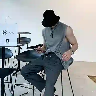 我是大卫 宽松水洗做旧休闲高街无袖背心 男款