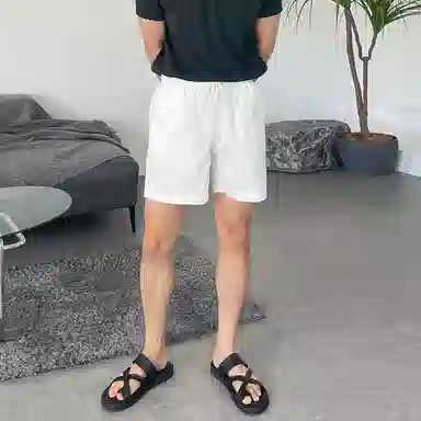 我是大卫 日系百搭速干运动纯色简约宽松休闲短裤 男女同款 白色