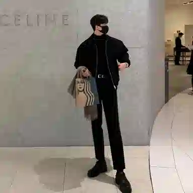 我是大卫 纯色翻领短款港风拉链保暖加厚毛呢大衣 男女同款