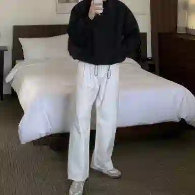 我是大卫 纯色翻领拉链口袋休闲宽松落肩开衫外套夹克 男女同款