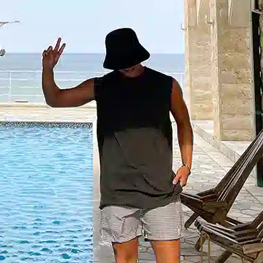 我是大卫 宽松水洗做旧休闲高街无袖背心 男款