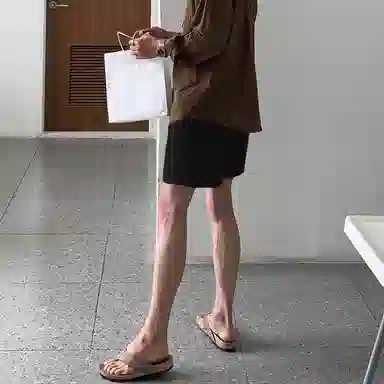 我是大卫 潮牌日系韩版百搭居家直筒五分休闲短裤 男款