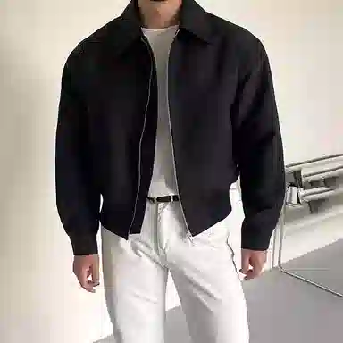 我是大卫 帅气百搭宽松休闲潮牌韩版棒球服夹克外套 男女同款 黑色