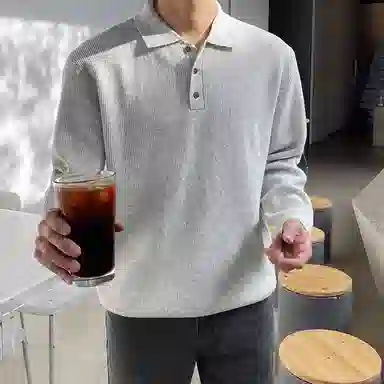 我是大卫 韩版时尚小众设计感纯色简约百搭宽松长袖针织衫 男女同款