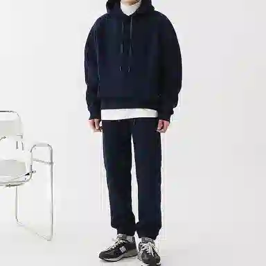 我是大卫 纯色连帽卫衣加厚套装 男女同款