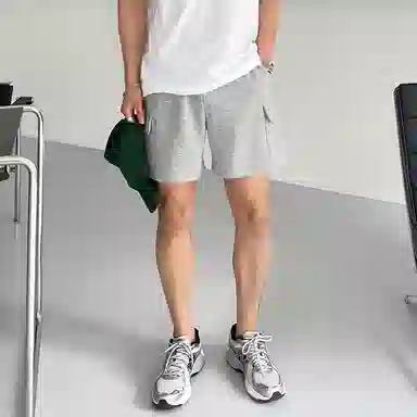 我是大卫 美式潮牌直筒重磅小众宽松阔腿休闲短裤 男女同款 灰色