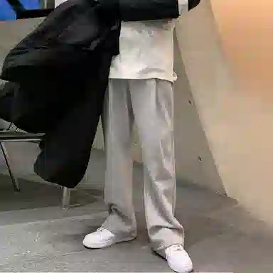 我是大卫 纯色直筒阔腿宽松休闲裤 男女同款