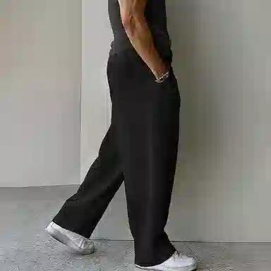 我是大卫 日系弹力慵懒感抽绳直筒阔腿休闲裤 男女同款