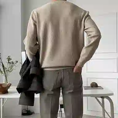 我是大卫 小众日常时尚打底衫潮流宽松圆领内搭针织衫 男女同款