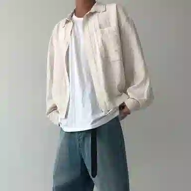 我是大卫 薄款防晒衣衬衣日系复古小众设计感宽松外套长袖衬衫 男女同款