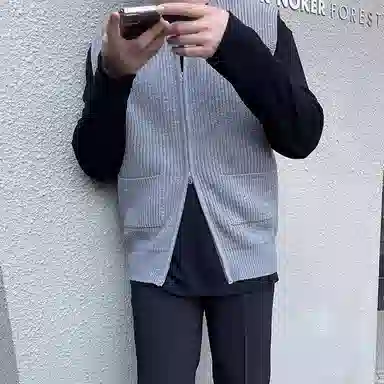 我是大卫 日系宽松开衫时尚个性学院风坎肩拉链针织衫 男女同款