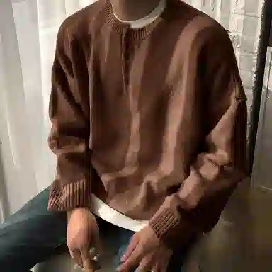 我是大卫 文艺风日系慵懒风糖果色宽松单排扣针织衫 男女同款