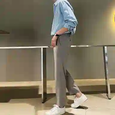 我是大卫 纯色简约经典通勤单排扣长袖衬衫 男女同款 浅蓝色