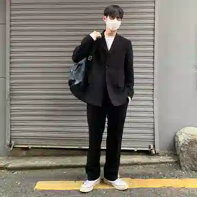 我是大卫 基础款宽松直筒纯色阔腿裤潮牌休闲裤 男女同款