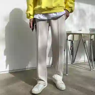 我是大卫 纯色简约垂感阔腿抽绳直筒休闲裤 男女同款