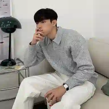 我是大卫 韩系高级感半拉链休闲百搭翻领长袖针织衫 男女同款