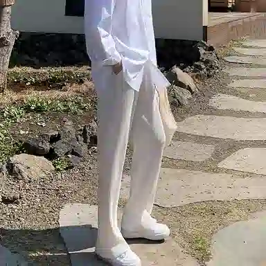 我是大卫 纯色港风拖地垂感直筒中腰休闲裤 男女同款